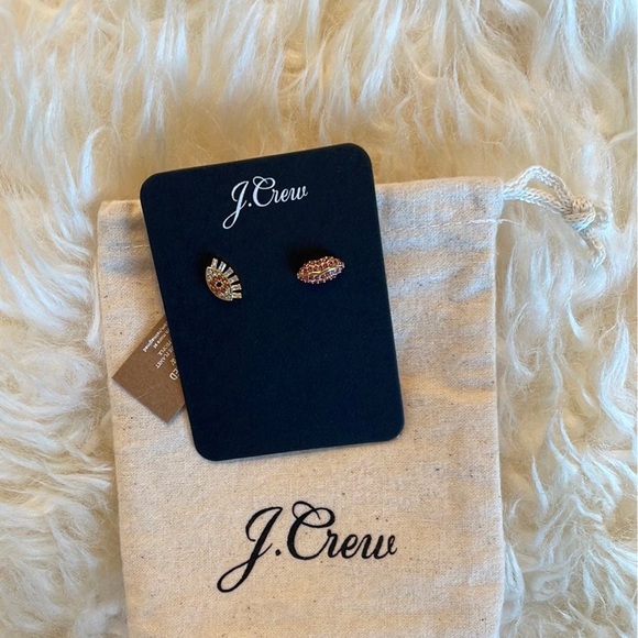 NWT J Crew Lip and Eye Pave Earrings - Picture 4 of 6